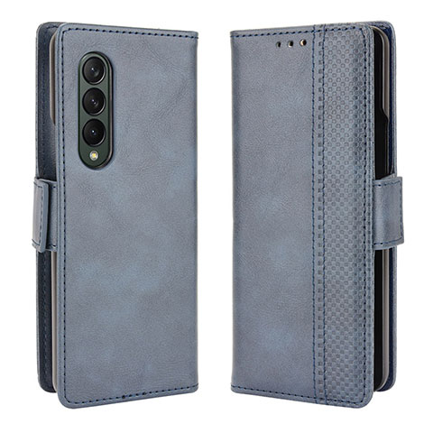 Handytasche Stand Schutzhülle Flip Leder Hülle B02Y für Samsung Galaxy Z Fold3 5G Blau