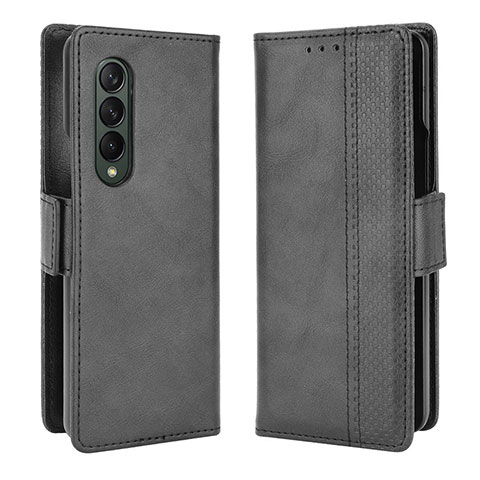 Handytasche Stand Schutzhülle Flip Leder Hülle B02Y für Samsung Galaxy Z Fold4 5G Schwarz