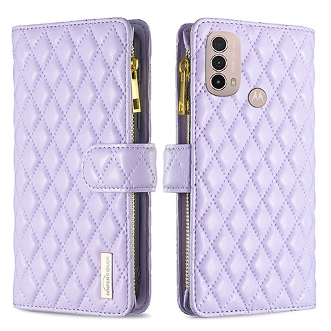 Handytasche Stand Schutzhülle Flip Leder Hülle B03F für Motorola Moto E30 Violett