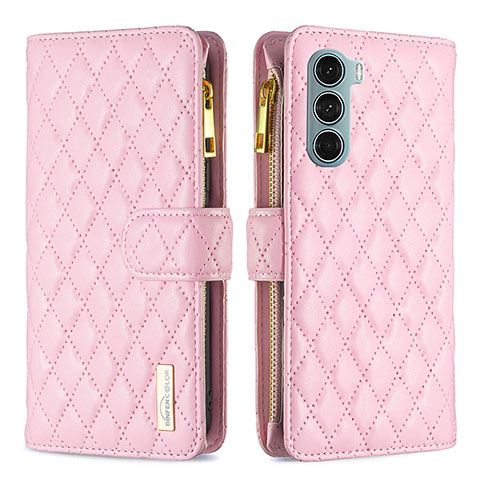 Handytasche Stand Schutzhülle Flip Leder Hülle B03F für Motorola Moto G200 5G Rosa