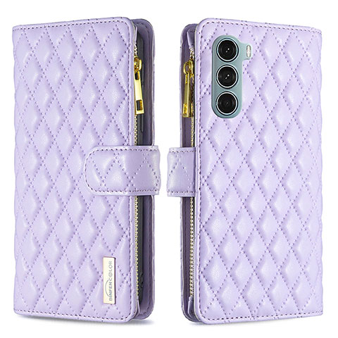 Handytasche Stand Schutzhülle Flip Leder Hülle B03F für Motorola Moto G200 5G Violett