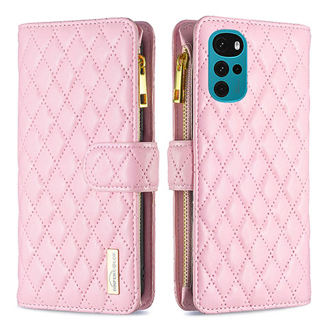 Handytasche Stand Schutzhülle Flip Leder Hülle B03F für Motorola Moto G22 Rosa