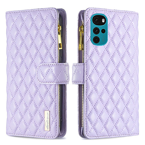 Handytasche Stand Schutzhülle Flip Leder Hülle B03F für Motorola Moto G22 Violett