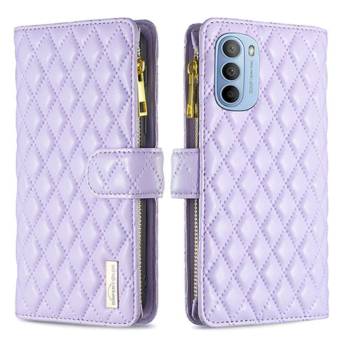 Handytasche Stand Schutzhülle Flip Leder Hülle B03F für Motorola Moto G31 Violett