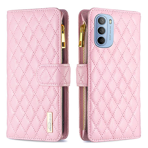 Handytasche Stand Schutzhülle Flip Leder Hülle B03F für Motorola Moto G41 Rosa