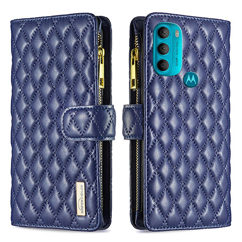 Handytasche Stand Schutzhülle Flip Leder Hülle B03F für Motorola Moto G71 5G Blau