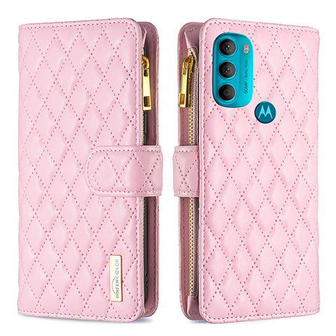 Handytasche Stand Schutzhülle Flip Leder Hülle B03F für Motorola Moto G71 5G Rosa