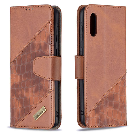 Handytasche Stand Schutzhülle Flip Leder Hülle B03F für Samsung Galaxy A02 Braun