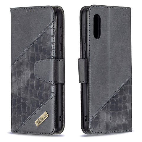 Handytasche Stand Schutzhülle Flip Leder Hülle B03F für Samsung Galaxy A02 Schwarz