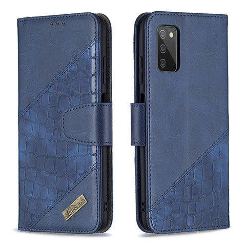 Handytasche Stand Schutzhülle Flip Leder Hülle B03F für Samsung Galaxy A02s Blau