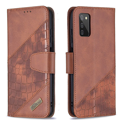 Handytasche Stand Schutzhülle Flip Leder Hülle B03F für Samsung Galaxy A02s Braun