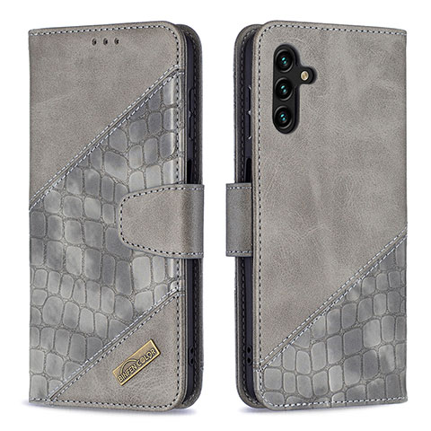 Handytasche Stand Schutzhülle Flip Leder Hülle B03F für Samsung Galaxy A04s Dunkelgrau