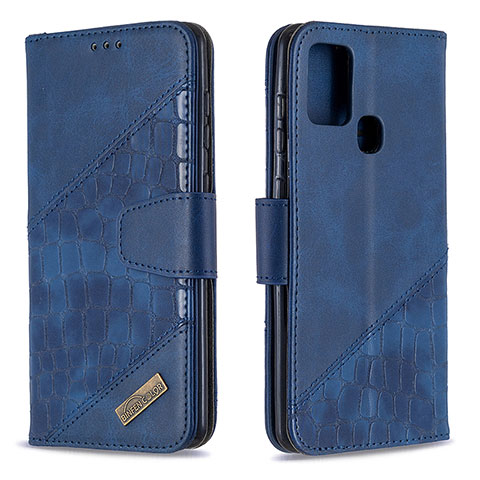 Handytasche Stand Schutzhülle Flip Leder Hülle B03F für Samsung Galaxy A21s Blau