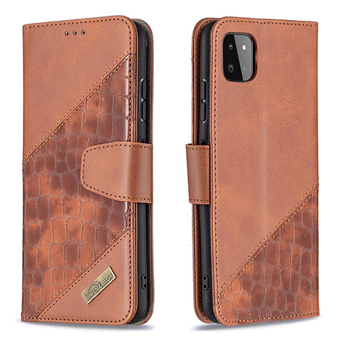 Handytasche Stand Schutzhülle Flip Leder Hülle B03F für Samsung Galaxy A22 5G Braun