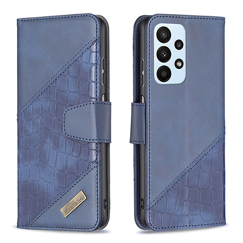 Handytasche Stand Schutzhülle Flip Leder Hülle B03F für Samsung Galaxy A23 4G Blau