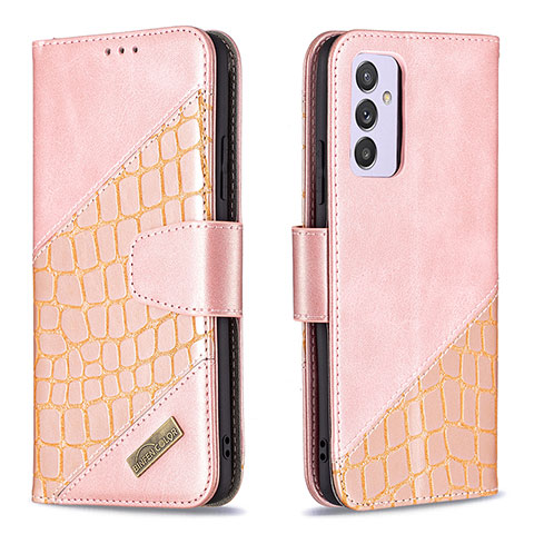 Handytasche Stand Schutzhülle Flip Leder Hülle B03F für Samsung Galaxy A24 4G Rosegold