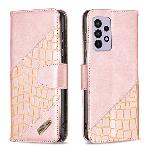 Handytasche Stand Schutzhülle Flip Leder Hülle B03F für Samsung Galaxy A33 5G Rosegold