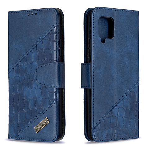 Handytasche Stand Schutzhülle Flip Leder Hülle B03F für Samsung Galaxy A42 5G Blau