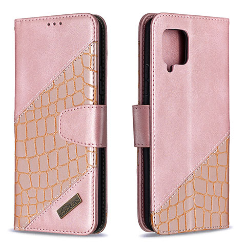 Handytasche Stand Schutzhülle Flip Leder Hülle B03F für Samsung Galaxy A42 5G Rosegold