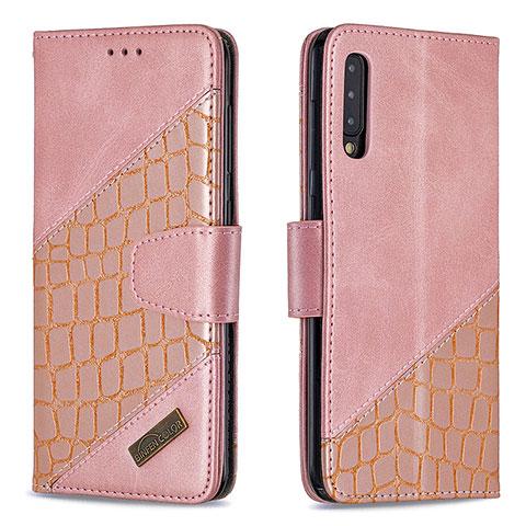 Handytasche Stand Schutzhülle Flip Leder Hülle B03F für Samsung Galaxy A50S Rosegold