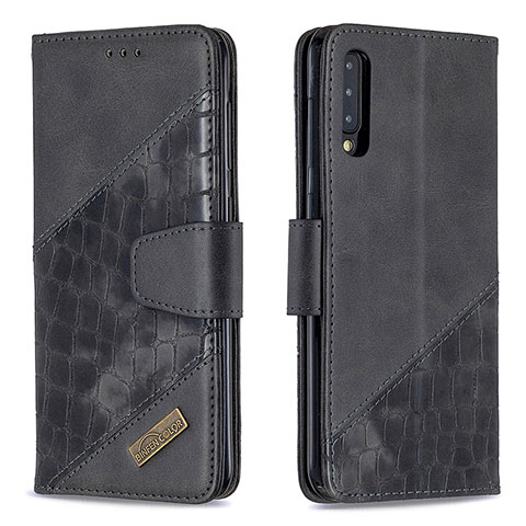 Handytasche Stand Schutzhülle Flip Leder Hülle B03F für Samsung Galaxy A50S Schwarz