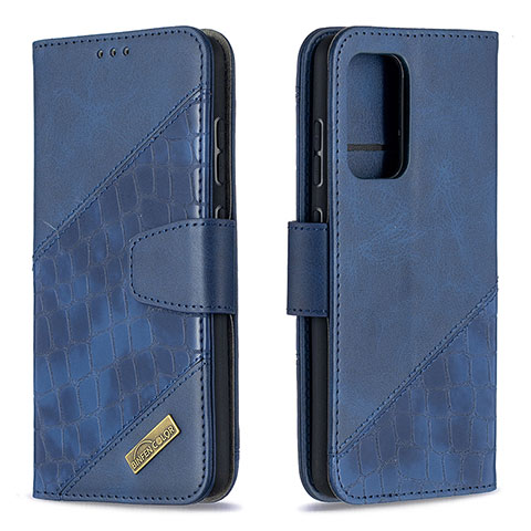 Handytasche Stand Schutzhülle Flip Leder Hülle B03F für Samsung Galaxy A52 5G Blau