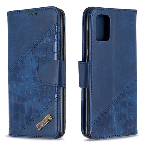 Handytasche Stand Schutzhülle Flip Leder Hülle B03F für Samsung Galaxy A71 4G A715 Blau