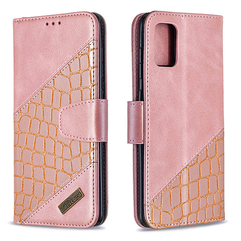 Handytasche Stand Schutzhülle Flip Leder Hülle B03F für Samsung Galaxy A71 4G A715 Rosegold