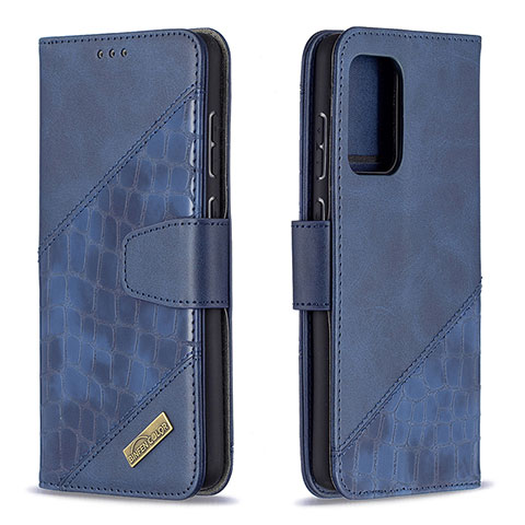 Handytasche Stand Schutzhülle Flip Leder Hülle B03F für Samsung Galaxy A72 4G Blau