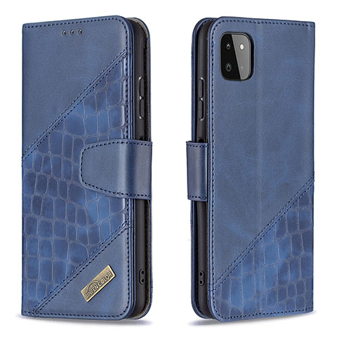 Handytasche Stand Schutzhülle Flip Leder Hülle B03F für Samsung Galaxy F42 5G Blau