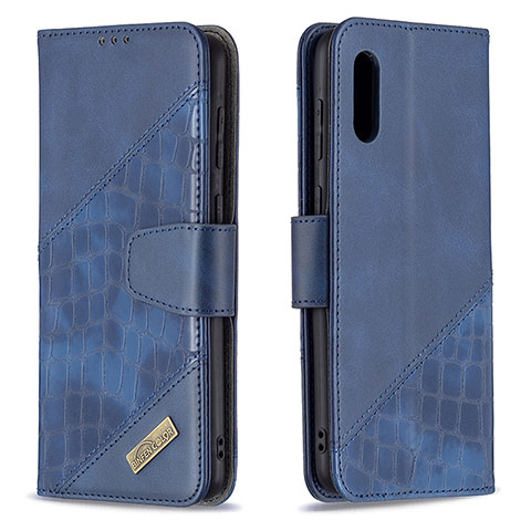 Handytasche Stand Schutzhülle Flip Leder Hülle B03F für Samsung Galaxy M02 Blau