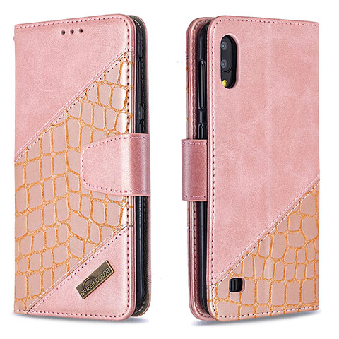 Handytasche Stand Schutzhülle Flip Leder Hülle B03F für Samsung Galaxy M10 Rosegold