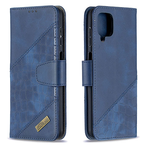 Handytasche Stand Schutzhülle Flip Leder Hülle B03F für Samsung Galaxy M12 Blau