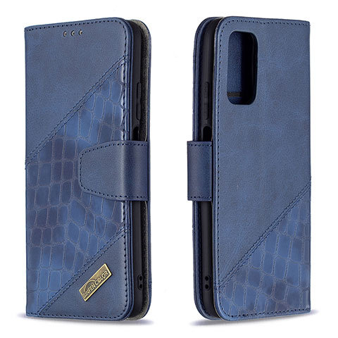 Handytasche Stand Schutzhülle Flip Leder Hülle B03F für Xiaomi Poco M3 Blau