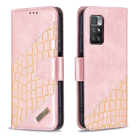 Handytasche Stand Schutzhülle Flip Leder Hülle B03F für Xiaomi Redmi 10 (2022) Rosegold