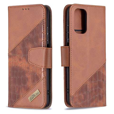 Handytasche Stand Schutzhülle Flip Leder Hülle B03F für Xiaomi Redmi Note 10 4G Braun