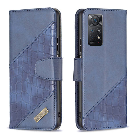 Handytasche Stand Schutzhülle Flip Leder Hülle B03F für Xiaomi Redmi Note 11 Pro 5G Blau