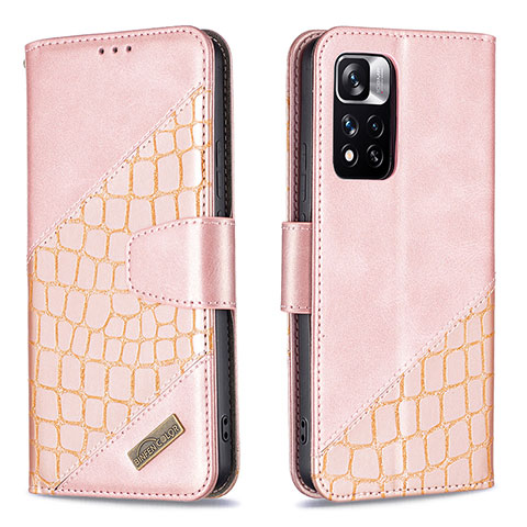 Handytasche Stand Schutzhülle Flip Leder Hülle B03F für Xiaomi Redmi Note 11 Pro+ Plus 5G Rosegold