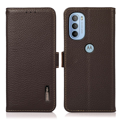 Handytasche Stand Schutzhülle Flip Leder Hülle B03H für Motorola Moto G31 Braun