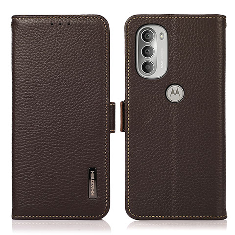 Handytasche Stand Schutzhülle Flip Leder Hülle B03H für Motorola Moto G51 5G Braun