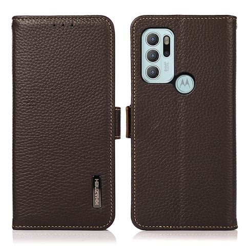 Handytasche Stand Schutzhülle Flip Leder Hülle B03H für Motorola Moto G60s Braun