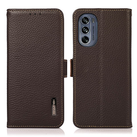 Handytasche Stand Schutzhülle Flip Leder Hülle B03H für Motorola Moto G62 5G Braun