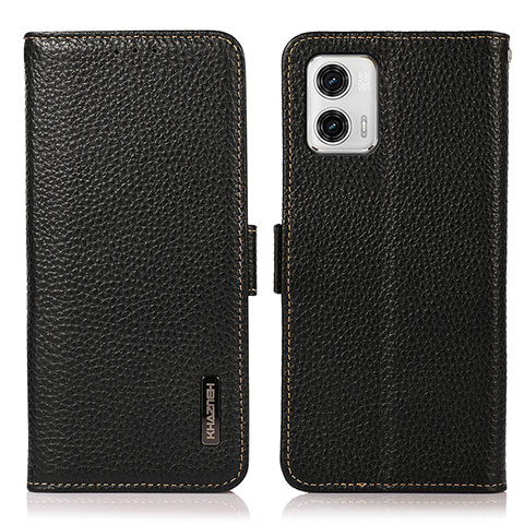 Handytasche Stand Schutzhülle Flip Leder Hülle B03H für Motorola Moto G73 5G Schwarz