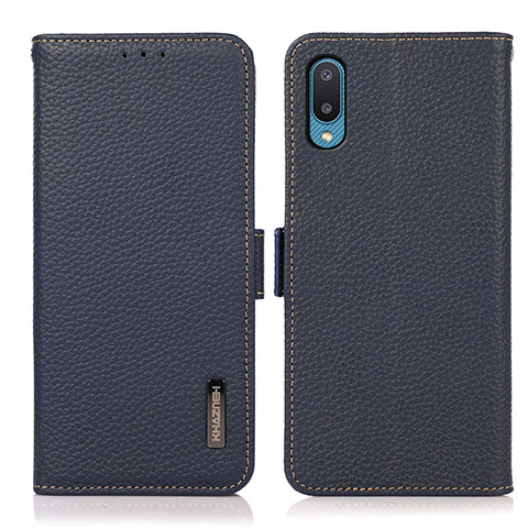 Handytasche Stand Schutzhülle Flip Leder Hülle B03H für Samsung Galaxy A02 Blau