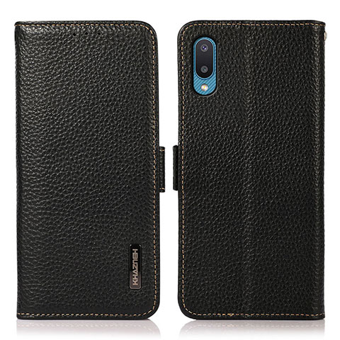 Handytasche Stand Schutzhülle Flip Leder Hülle B03H für Samsung Galaxy A02 Schwarz