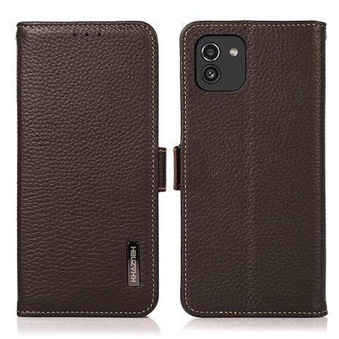 Handytasche Stand Schutzhülle Flip Leder Hülle B03H für Samsung Galaxy A03 Braun