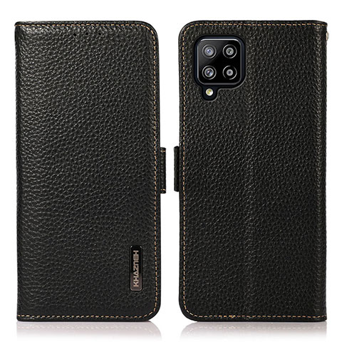 Handytasche Stand Schutzhülle Flip Leder Hülle B03H für Samsung Galaxy A42 5G Schwarz