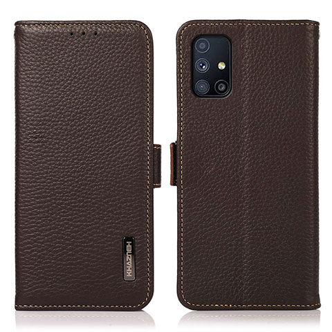 Handytasche Stand Schutzhülle Flip Leder Hülle B03H für Samsung Galaxy M51 Braun