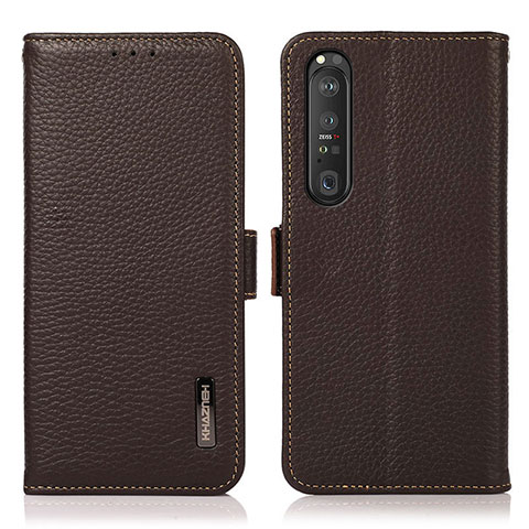 Handytasche Stand Schutzhülle Flip Leder Hülle B03H für Sony Xperia 1 III Braun