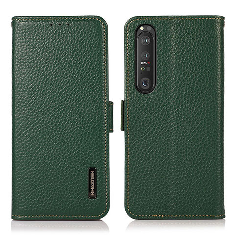 Handytasche Stand Schutzhülle Flip Leder Hülle B03H für Sony Xperia 1 III Grün